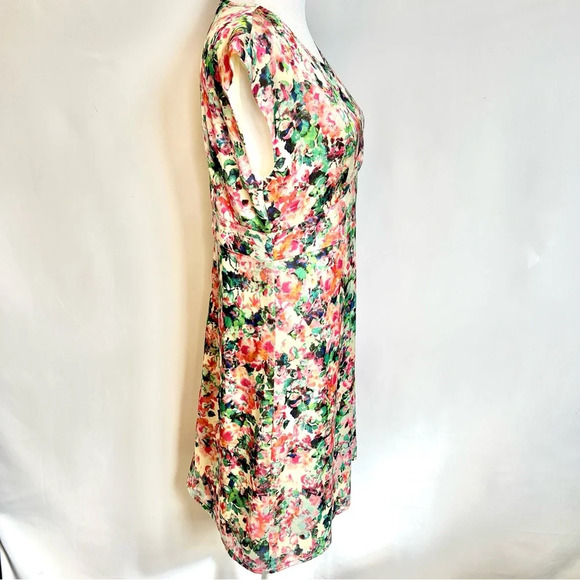 Mismash White Pink Floral Cap Sleeve Formal White Midi Dress Women’s Size Medium - Picture 7 of 16